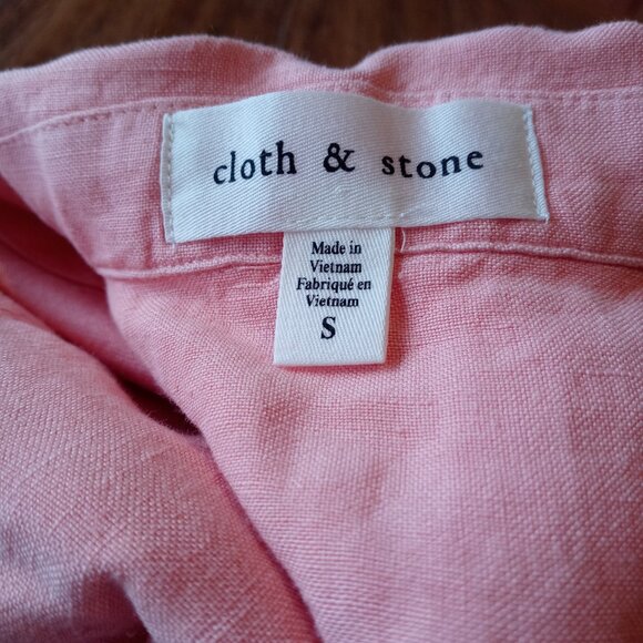 CLOTH & STONE linen blend notch collar sleeveless shirt (S) - Picture 6 of 9